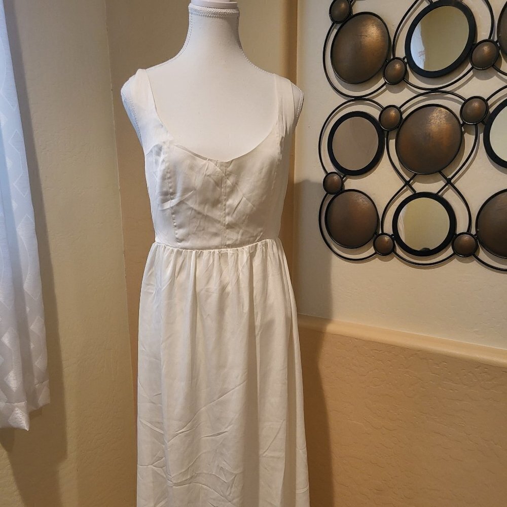 WeWoreWhat Corset Satin Charmeuse Midi Dress in Whisper White NWT Size Medium - Picture 3 of 11